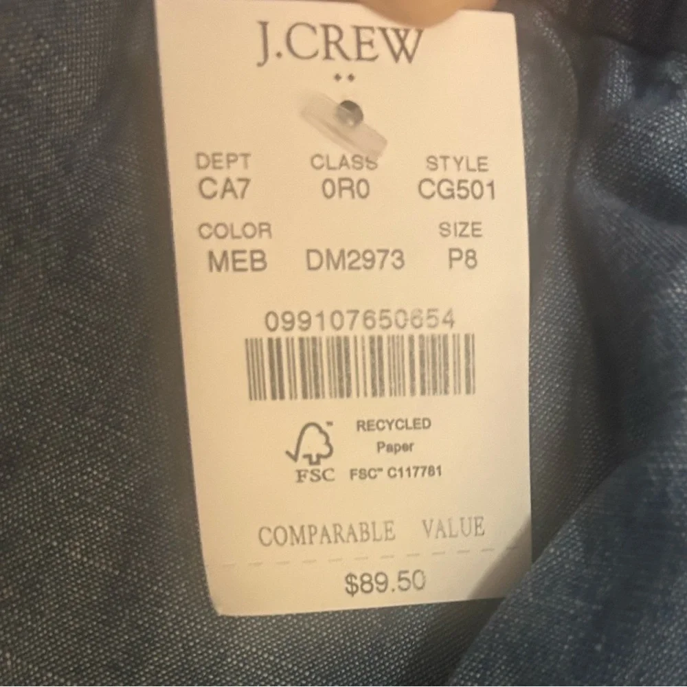 J. Crew Light Blue Elastic Waist Pants $89 MSRP Drawstring Casual Size 8P